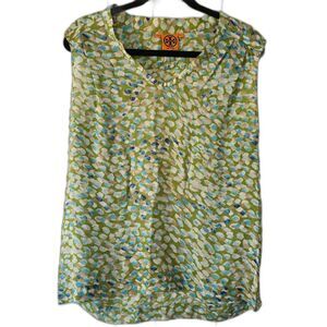 Tory Burch Sleeveless Signature Print Silk Blouse Women's size 12